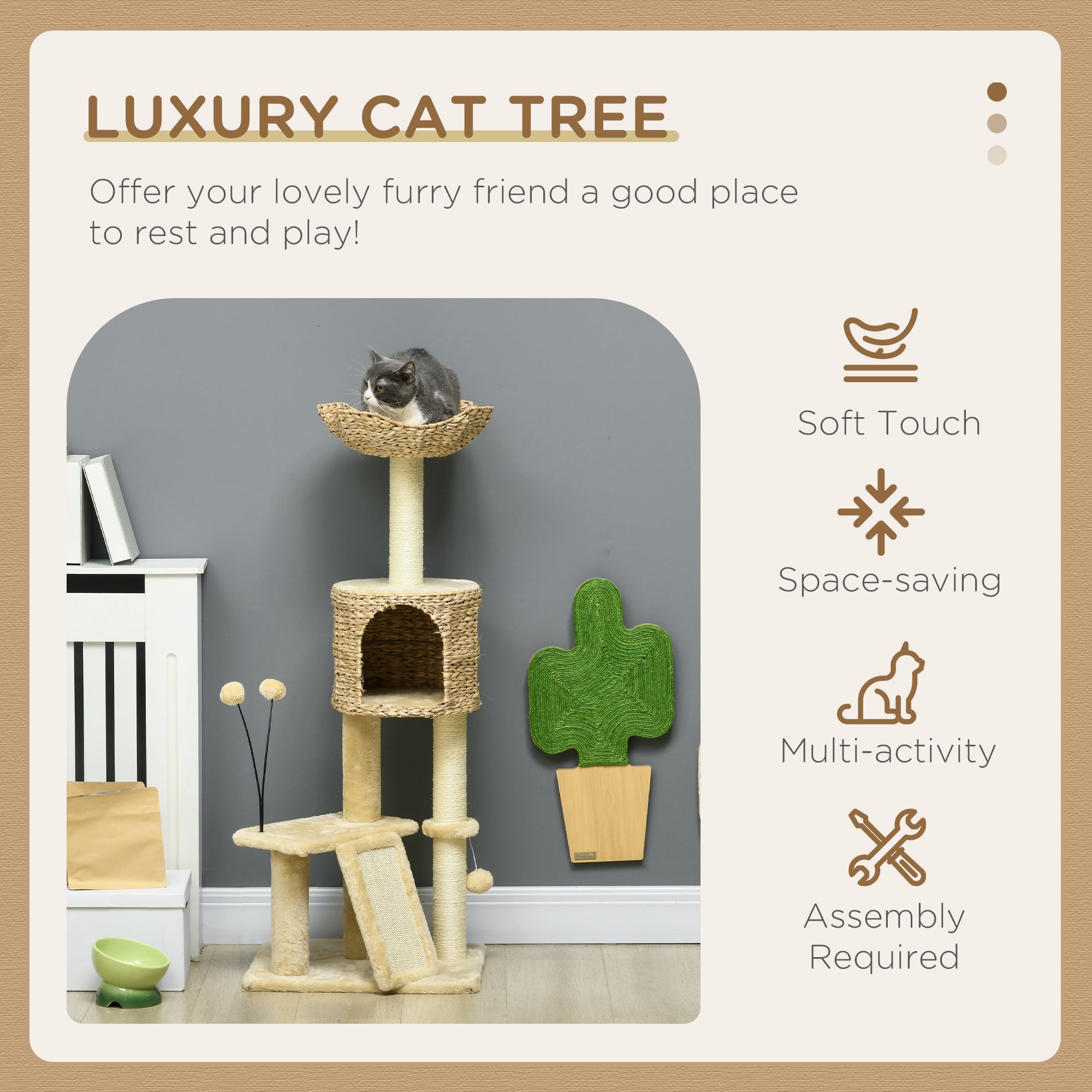 Cat Tree for Indoor Cats w/ Scratching Posts