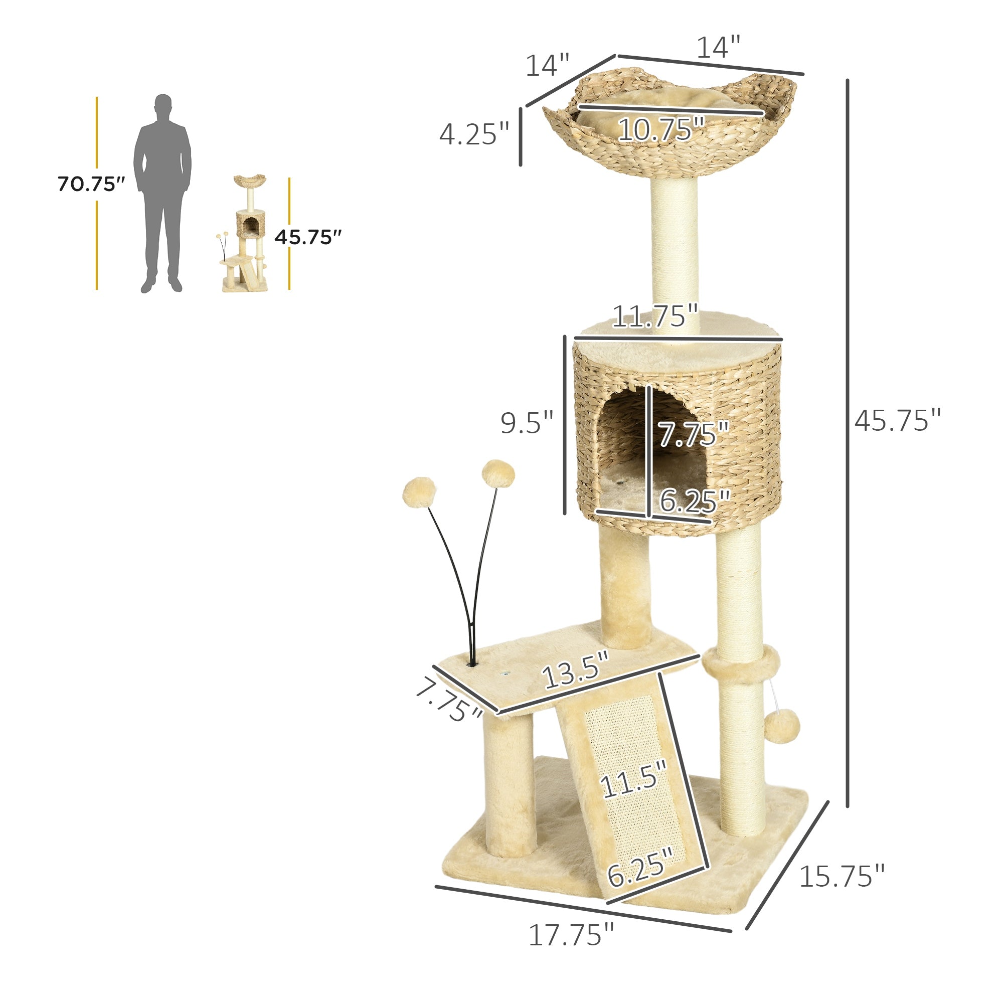 Cat Tree for Indoor Cats w/ Scratching Posts